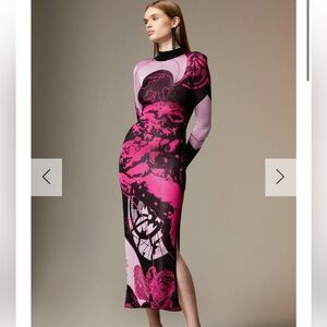 Karen Millen British Museum Slinky Knit Star Mapped Jacquard Midaxi Dress